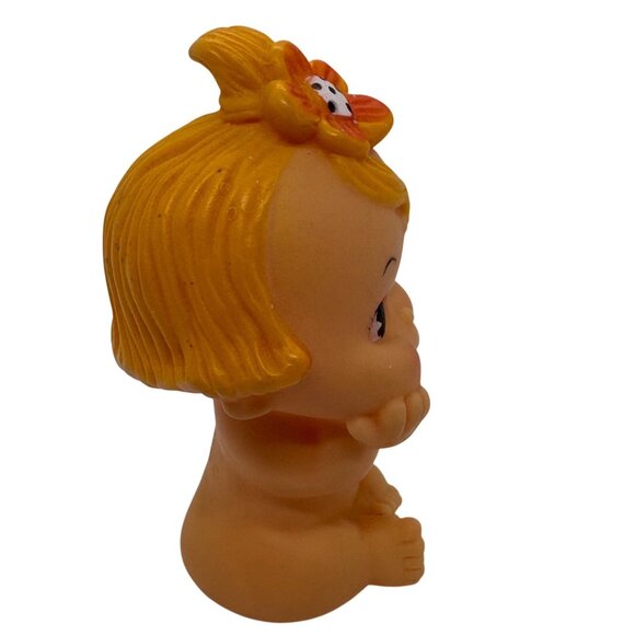 Vintage Rubber Squeaker Kewpie Doll Figurine With Flower Hair Design - Picture 2 of 3